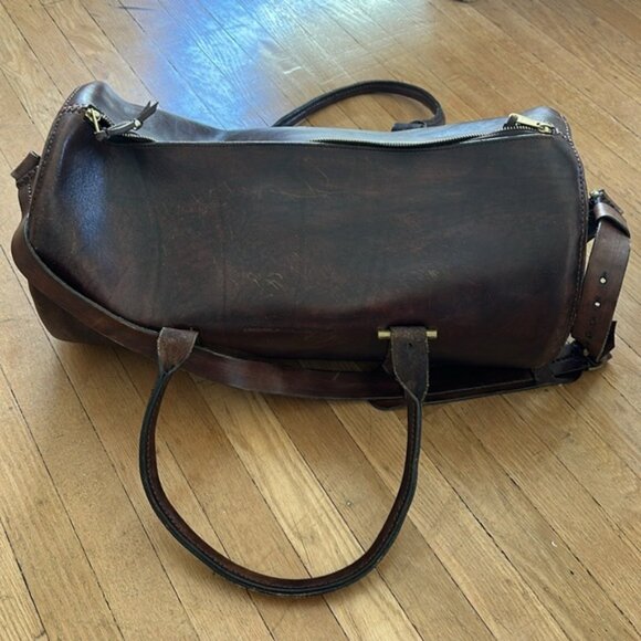 Rare Wolf and Maiden handcrafted artisan leather weekender duffle bag luggage - Picture 8 of 16
